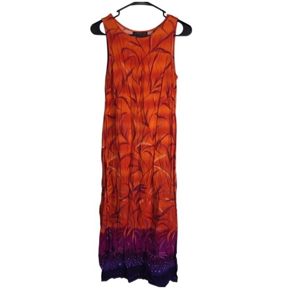 Impressions Long Length Summer Dress S Womens Multicolor Tropical Vacation